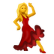 Frau Emoji mit rotem Kleid am Tanzen