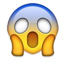 Emoji mit blauer Stirn und offenem Mund